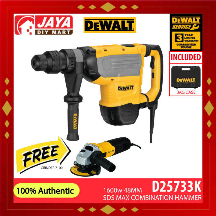 Dewalt 1x Set Dewalt 1600w 48mm Sds Max Combination Hammer D25733k 7100 Angle Grinder Jaya Diy