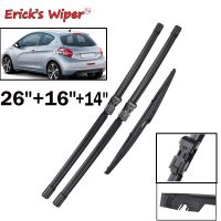 Ericks Wiper Front &amp; Rear Wiper Blades Set For Peugeot 208 2012 - 2018 Windshield Windscreen Window Brushes 26"+16"+14" Water Blades