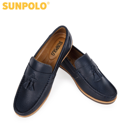 Giày mọi nam da bò sunpolo mu2581 xanh navy - ảnh sản phẩm 7