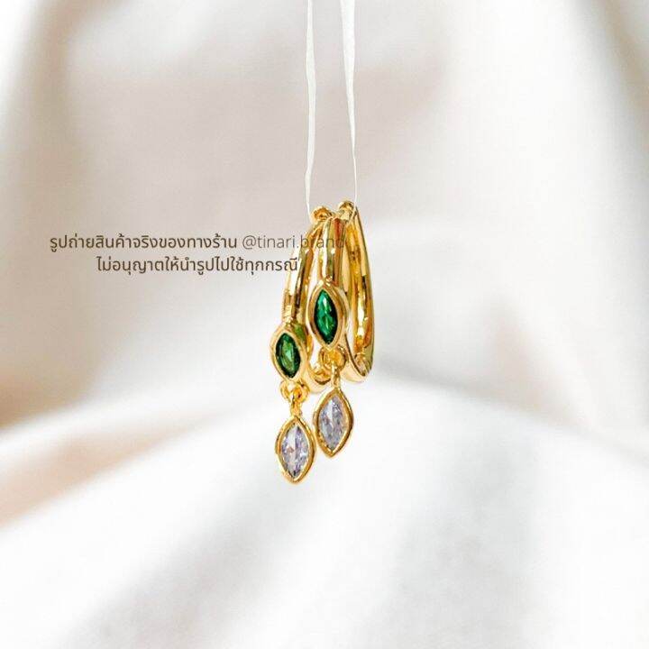 mini-diamond-gold-hoops-tinari-2-ต่างหูห่วง-ทอง-เพชร-เขียว-ออกงาน-บริการเก็บเงินปลายทาง