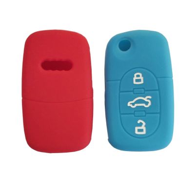 dfthrghd PREISEI Back Hollow 3 Buttons Silicon Remote Key Covers For Car Audi A3 A4 A6 A8 B5 TT RS4 Quattro Auto Key Protector Bag