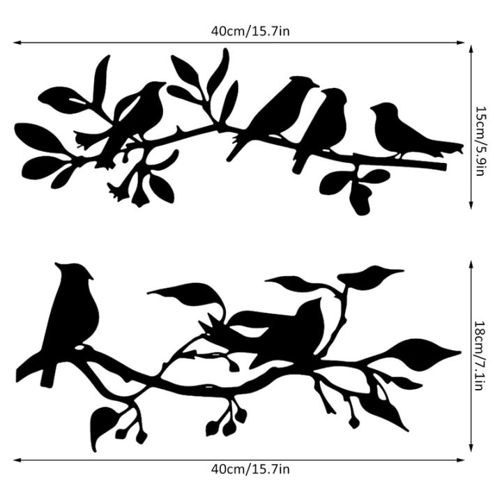 2ชิ้นศิลปะบนผนังโลหะนกบนกิ่งไม้นกเส้นร่างติดผนังป้ายแขวนผนังติดผนังตกแต่งบ้านสำนักงานนกบนกิ่งไม้ศิลปะบนผนังโลหะ