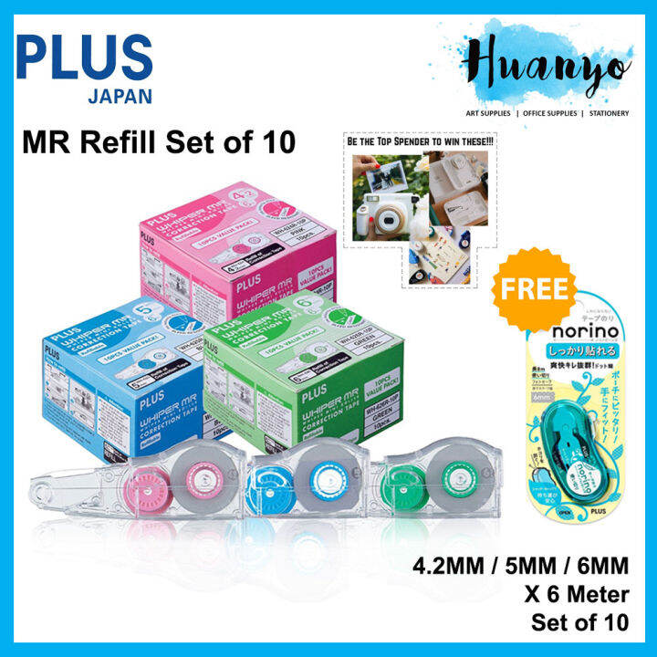 PLUS Whiper MR 2 MR2 Correction Tape Cartridge Refill (Set of 10