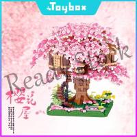 【hot sale】 ◐♕❃ B02 Sakura Tree House micro-particle assembly building blocks toys Miniature architectural decorations ornaments childrens toys