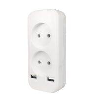 European standard two-position socket with dual USB ports  5V 2A output 1 to 2 ways Eu Conversion Plug Shoes Accessories