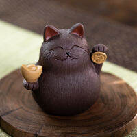 Spot parcel post Yixing Purplue Sand Tea Cat Ornaments Sculpture Creative Ingot Cat Tea Set Tea Mat Accessories Ceramic