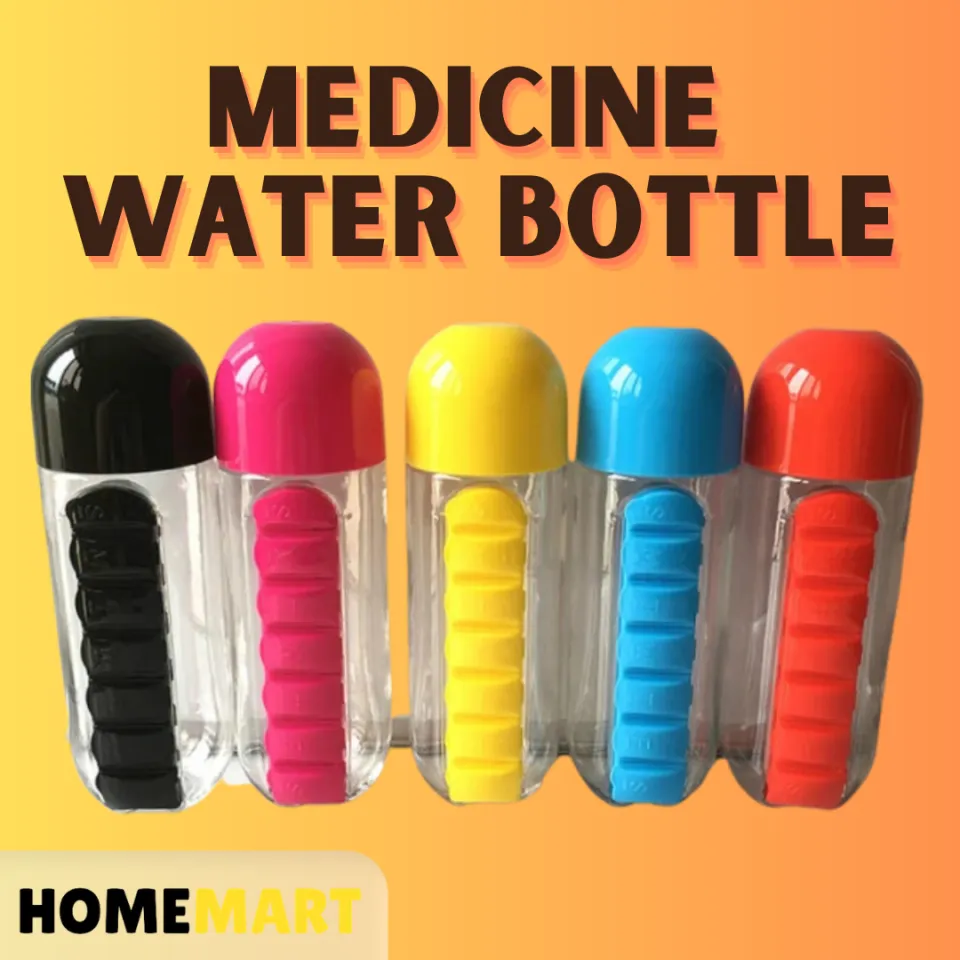 600Ml 2 in 1 travel pill case water bottle daily capsule cup