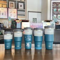 (ของแท้) tyeso แก้วเย็นใหม่พร้อมที่จับแก้วกาแฟสแตนเลส 304 600ml/750ml/900ml/1050ml/1200ml ราคาไม่แพง