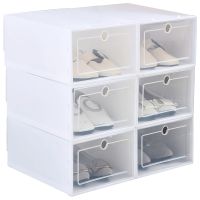 3pcs Clear Plastic Shoes Box Thickened Transparent Home Storage Drawers Stackable Shoe Boxes Organization Shoebox Case Shoe Rack