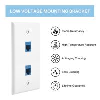 Ethernet Wall Plate with Low Voltage Mounting Bracket,Single Gang 2 Port Cat6 Ethernet Cable Wall Outlet