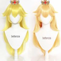 High Quality Princess Peach Wig Game Cosplay Wig Peach Crown Cosplay Long Wig Heat Resistant Women Cosplay Wigs