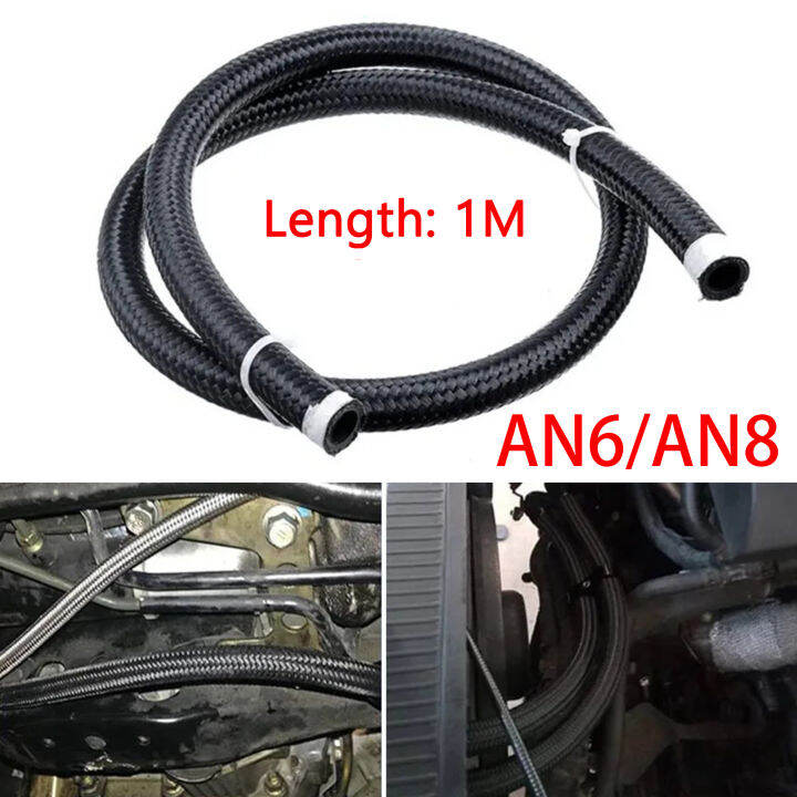 1M AN6 AN8 Universal Car Fuel Hose Oil Gas Line Oil Hose Nylon Steel