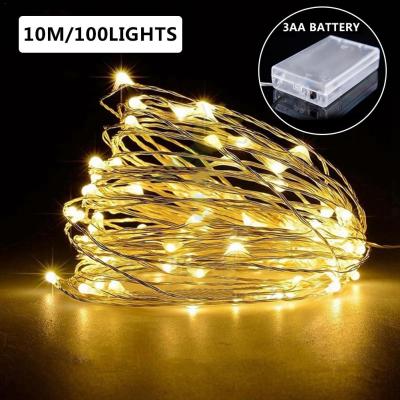 10M100LED Christmas Decoration String Lights LED Copper Wire Fairy Light AA Battery Powered String Light Home Party Decoration