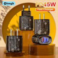 Elough 45W เครื่องชาร์จ USB ที่ชาร์จแบตเตอรี่โทรศัพท์ PD ชาร์จเร็ว EU US Plug Cargador สำหรับ iPhone 14 Pro Samgsung S9 Xiaomi อะแดปเตอร์ติดผนัง USBC