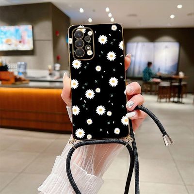 （shine electron）Daisies อิเล็กทรอนิกส์สายคล้องแบบคาดตัวเคสโทรศัพท์ซิลิโคนสำหรับ Samsung Galaxy A73 A71 A42 A52 A32 A53 A03S A04 A03 A54ฝาครอบ A51