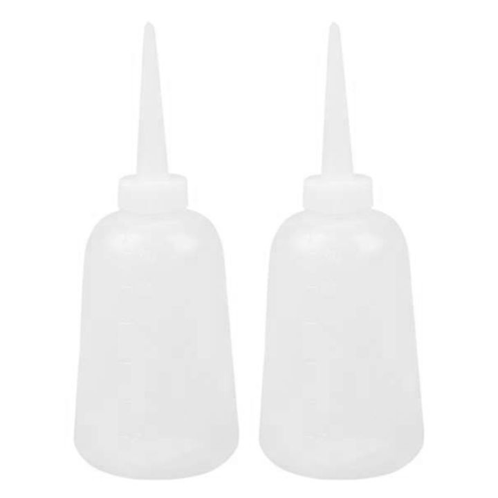 2X Clear White Plastic Sauce Oil Liquid Dispensing Squeeze Bottle 300Ml