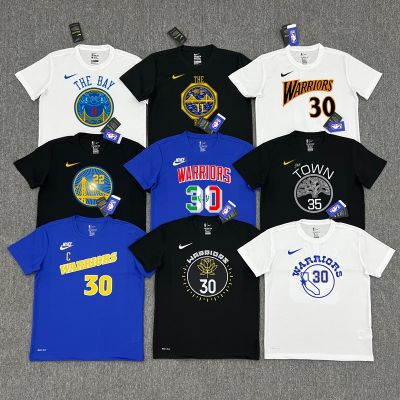 NBA Mens Basketball Training Warm Up T-shirt Oversized Golden State Warriors Same Top Quick Dry Breathable Short Sleeve American Style T-shirt NBA Star Print Top