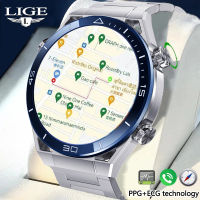 LIGE PPG + ECG สมาร์ทวอท์ชผู้ชายสร้อยข้อมือออกกำลังกายกีฬากลางแจ้งกันน้ำ IP68บลูทูธเพลงอัตราการเต้นหัวใจสมาร์ทวอท์ชสำหรับผู้ชาย + กล่อง