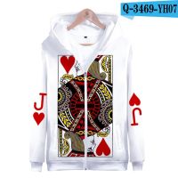 Playing Cards Poker Zip Hoodies Men Women New Sale Casual Cartoon Jacket 3D Printed Playing Cards Poker Zip Hoodie Sweatshirts