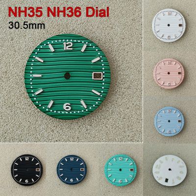 Replacement NH35 Dial Modified Parts 30.5Mm Green Luminous Watch Dials For NH36/4R/7S Movement