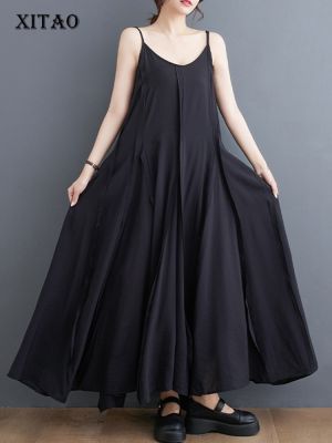 XITAO Dress Fashion Black Women Casual Strap Dress