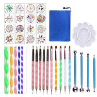 40pcsset Mandala Dotting Tools Set for DIY Painting Rock Stone with Stencils Template Brush Paint Tray Bag