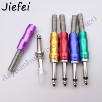1Pcs 5 colors 6.35mm Male 1/4 Mono Jack Plug Audio Connector Soldering connector with spring