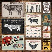 Tanlinxin The Butcher S Guide Metal Plaque ป้ายดีบุก Vintage Kitchen Plate Farmhouse Wall Decor Retro ตัดเนื้อหมูโลหะโปสเตอร์