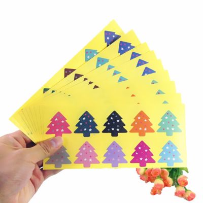1000pcs/lot Colourful Christmas Tree design self-Adhesive Sealing sticker for DIY Baking Decoration packaging label Stickers Labels