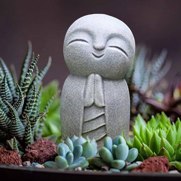 livingmall-พระพุทธรูปรูปปั้นน่ารัก-jizo-พระพุทธรูปประติมากรรม-figurines-สวนเครื่องประดับ-jizo-ตุ๊กตามีพระพุทธรูปญี่ปุ่นมินิรูปปั้นพระพุทธรูป