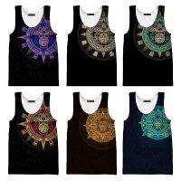 2023 NewMexican Aztec Warrior 3D Tank Tops Men Harajuku Streetwear ขนาดใหญ่ Cool เสื้อกั๊ก Unisex ฤดูร้อน Casual Breathable แขนกุด