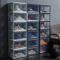 Sneakers Box Hardened plastic shoe box Stackable Cabinet Storage Box high-top Dustproof AJ shoes organizers Shoe Rack