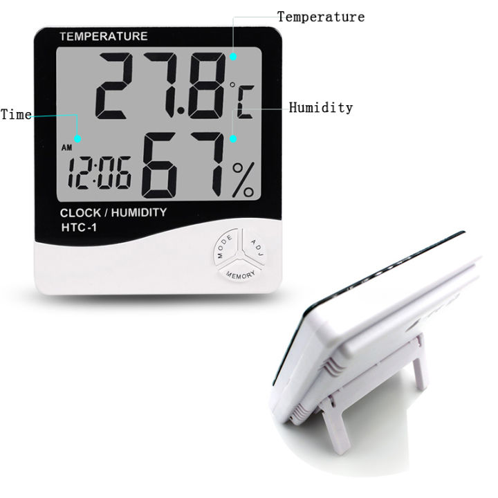 เครื่องวัดอุณหภูมิ-เทอร์โมมิเตอร์-วัดความชิ้น-พร้อมนาฬิกา-htc-1-และ-htc-2-แบบมีสาย-เครื่องวัดอุณหภูมิ-ความชื้นและนาฬิกา-thermometer-amp-hydrometer