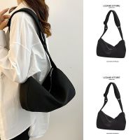 Summer black nylon canvas bag Japanese cross-body large bag female 2023 new casual large-capacity class commuting 【BYUE】