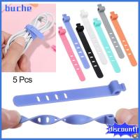 BUCHE 5pcs นุ่มดี ออแกไนเซอร์ ที่เก็บของ สายหูฟัง ptotector 4รูม้วนเก็บสาย ผูกสาย USB คลิปสายไฟ