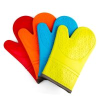 1 Pcs Heat Resistant Silicone Kitchen Gloves Oven Mitts Thicker Silicone Cooking Microwave Cloth edge and cotton non slip Gloves