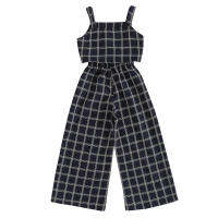 4 to 16 Years Big Girls Overalls Casual Korean Elastic Waist Plaid Jumpsuit for Girls Kids Fashion Loose Children Pants Jumpsuit