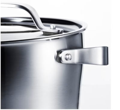 Pot with lid, stainless steel/grey