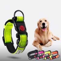 Reflective Dog Collar Soft Neoprene Padded Nylon Pet Puppy Collar Adjustable Medium Large Dog Collar with Quick Release Buckle Leashes