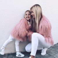 Parent-child outfit mother-daughter outfit autumn winter new-style womens dress western style girl imitated fur coat