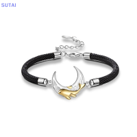 ?【Lowest price】SUTAI สร้อยข้อมือคู่รักรูปพระจันทร์แฟชั่นสไตล์เกาหลีแบบหรูหราน้ำหนักเบาสร้อยข้อมือทอเปลือกหอยสำหรับแฟนหนุ่มของขวัญวันวาเลนไทน์