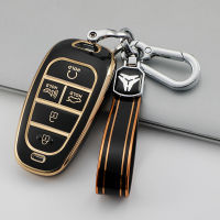 【cw】 New Application 5 7 Key Hyundai Tucson L Car Key Cover Mens and Womens Sonata Car Key Case and Keychain Golden Edge All-Inclusive ！