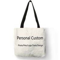 DIY Custom Causal Tote Bag Handbags Women Ladies Totes Linen Canvas Bag With Print Logo Customize Your Pictures Shopping Bags