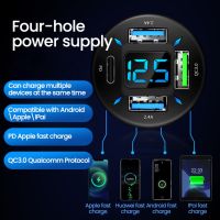 M20RS 4USB PD ชาร์จเร็วจอแสดงผลดิจิตอลชาร์จเร็ว66W หัวชาร์จในรถอะแดปเตอร์ชาร์จในรถยนต์โทรศัพท์ในรถยนต์4พอร์ตที่ชาร์จ USB ในรถยนต์ที่ชาร์จรถดิจิตอล