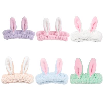 Wash Face Hair Holder Hairbands Soft Warm Coral Fleece Bow Rabbit Ears Headband For Women Girls Turban Fashion Hair Accessories