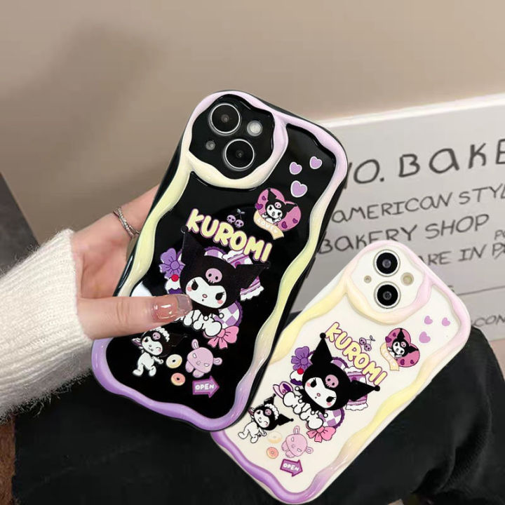 เคสสำหรับ-huawei-p30-p40-pro-nova-9-10-11-7-se-5t-สร้อยข้อมือเคสมือถือสายโซ่-kuromi-ครีมเวฟขอบนุ่มป้องกันเลนส์3d-อย่างอ่อนเคสใสลายการ์ตูนอะนิเมะน่ารักกันกระแทกร้อน