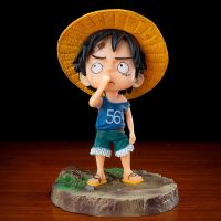 SUNNYDOLL สำหรับเด็ก PVC หมวกฟาง หุ่นจำลอง Monkey D Luffy ของเล่นตุ๊กตา โมเดลหุ่นจำลอง เครื่องประดับตุ๊กตา Luffy Action Figures หุ่นของเล่น