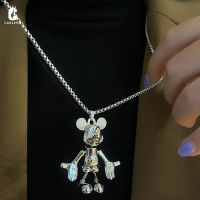 Hip Hop Punk Cute Cartoon Mouse Animal Pendant Necklaces Vintage Titanium Steel Long Chain Necklace for Men Women Accessories2023