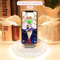 Angel Wing Fast Wireless Charger Mobil โทรศัพท์ Mount สำหรับ IPhone 13 12 11 Samsung Galaxy Qi Fast Charging Dock สถานี