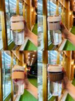 แก้ว Tumbler พลาสติก แก้วกาแฟพร้อมหลอดและหูหิ้วในตัว ขนาด550ml สไตล์เกาหลี